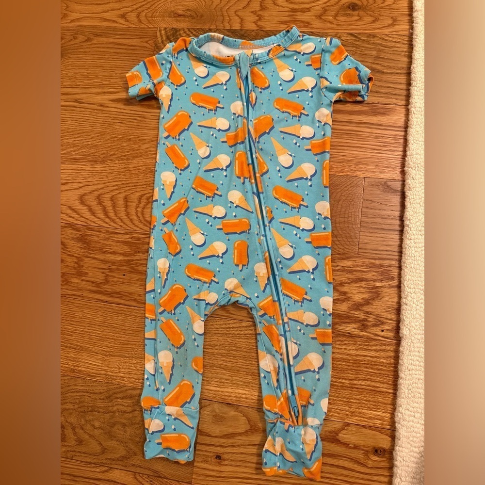 Little Bum Bums Dreamsicle Bamboo Zipper Short Sleeve Romper size 12-18 Months